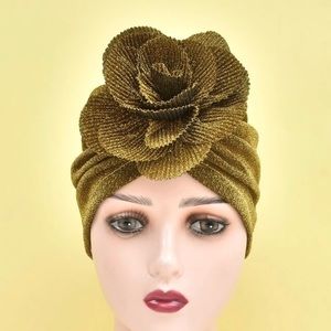 Gold Sparkle Flower Turban Head Wrap Vintage Retro Style **3 FOR 20!**